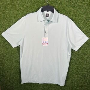 U Suck At Golf Apparel Mens Large Light Blue Performance Polo Shirt Golf Casual